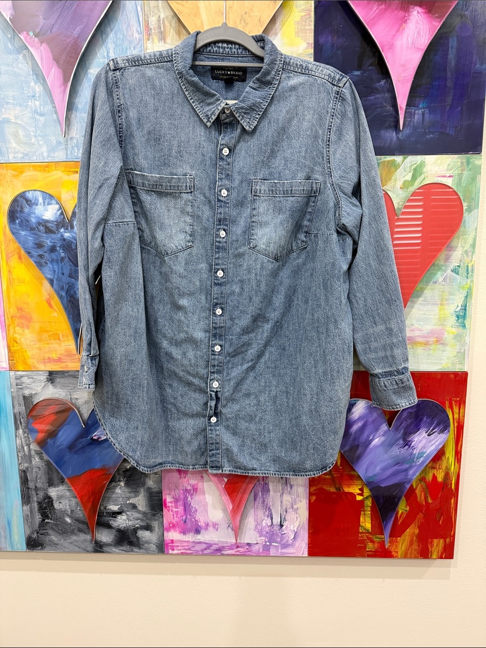 Lucky Brand Woman’s Blue Denim Button-Down Shirt